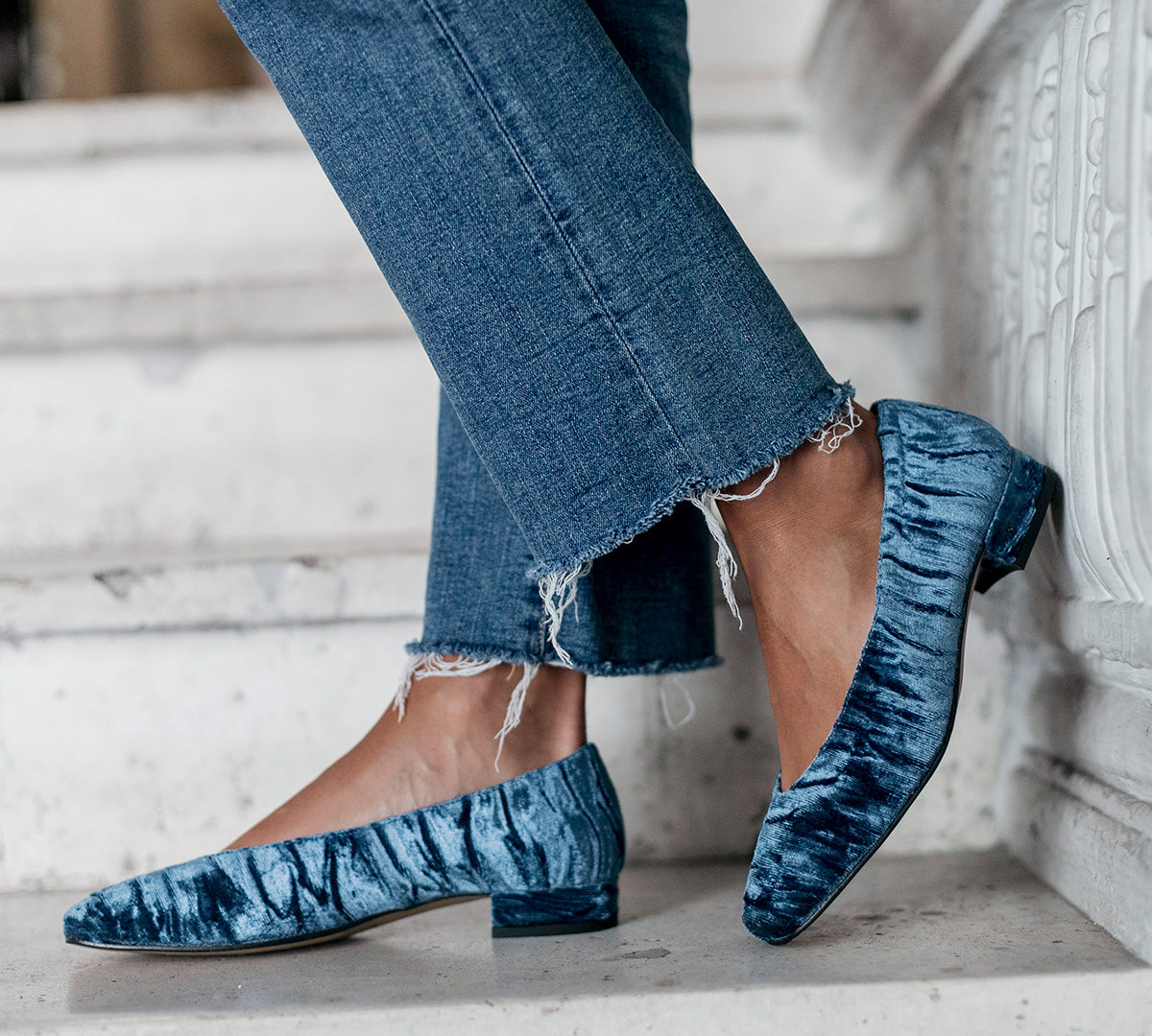 Bailarinas Donna Terciopelo Azul